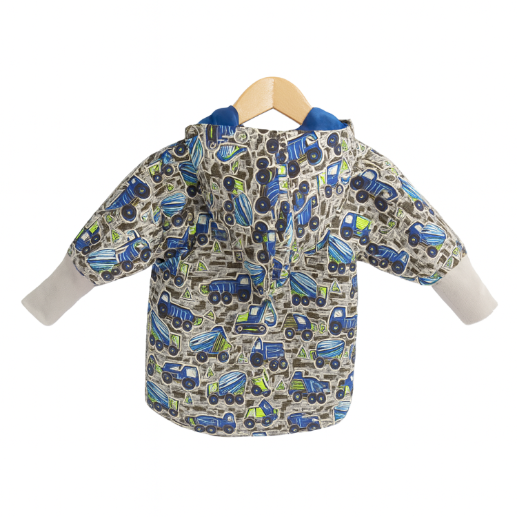 Softshell Jacke Oversize blaue Baufahrzeuge